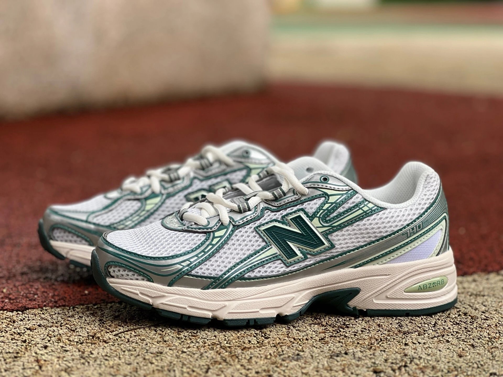 New Balance 740 White Green Running Shoes