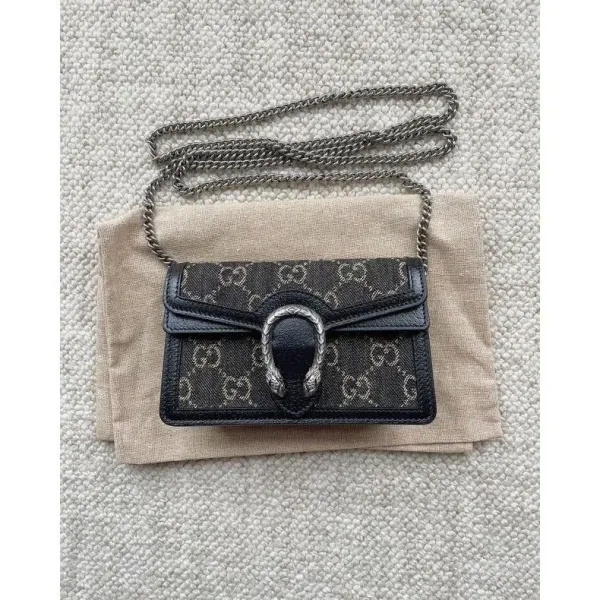 Gucci Dionysus Mini GG Marmont Canvas Black and Beige Wallet - 3