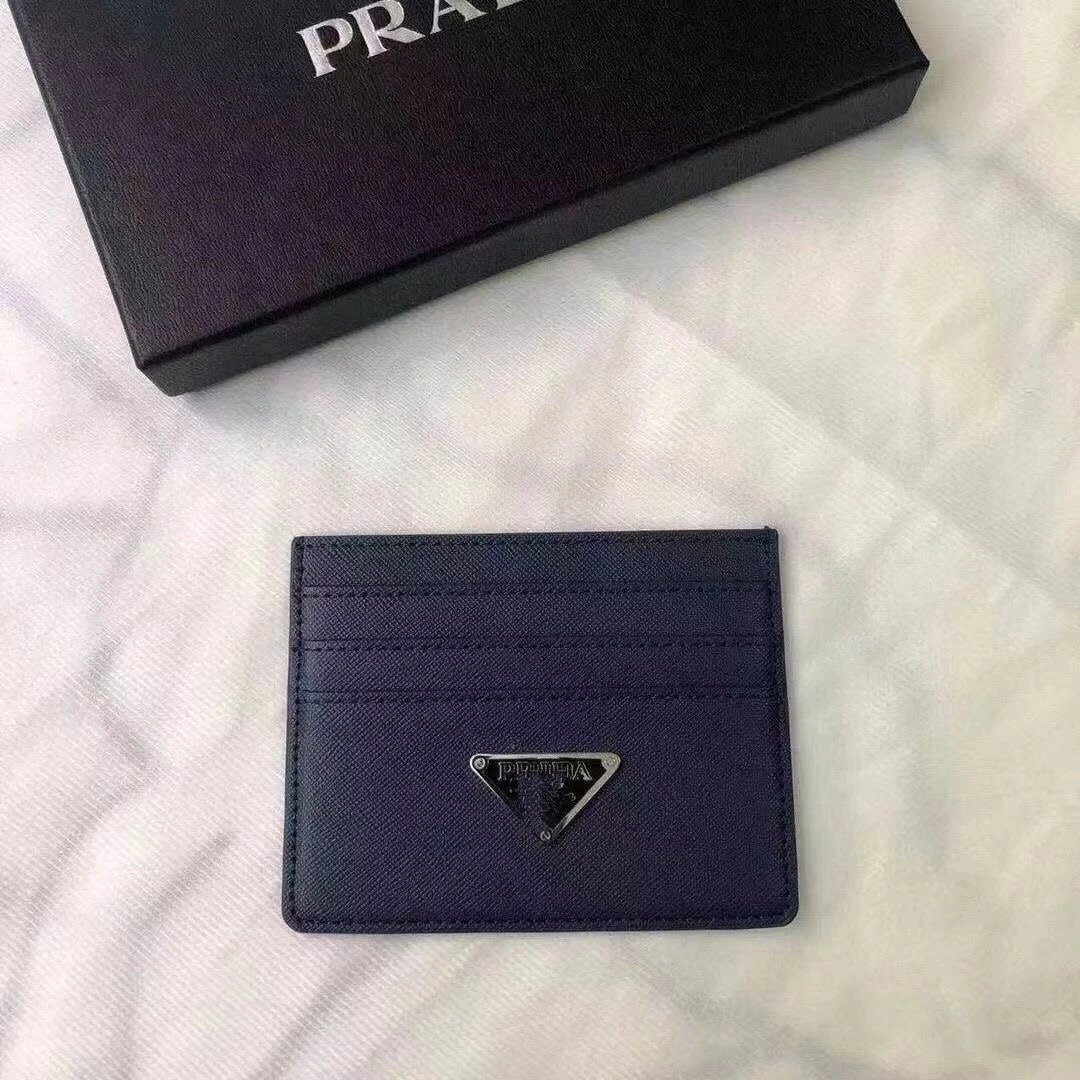 Prada Triangle Logo Navy Pink Black Beige Cardholder