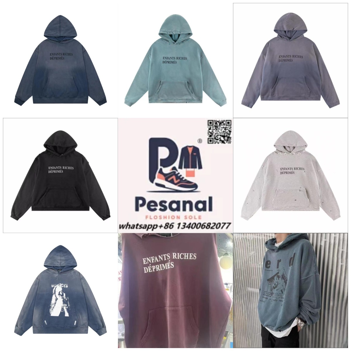 LJF99-2025 Melancholic Rich Second Generation Men's and Women's Letter Printed Woolen Hoop High Street Retro Hoodie WhatsApp+86 13400682077 https://t.me/wer3697