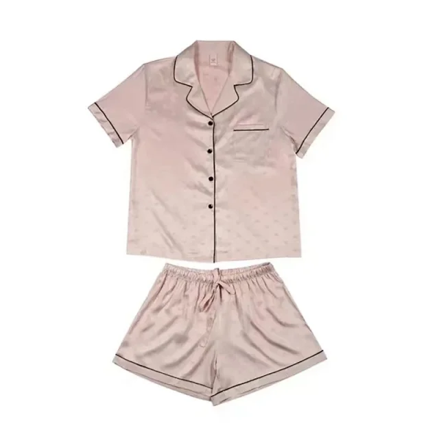Unbranded Matching Sets Short-Sleeve Satin Pajama Shirt and Shorts Set product detail image 6