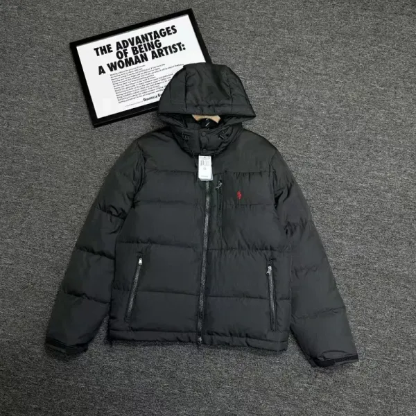 Polo Ralph Lauren Down Jacket Black Hooded Puffer - 1