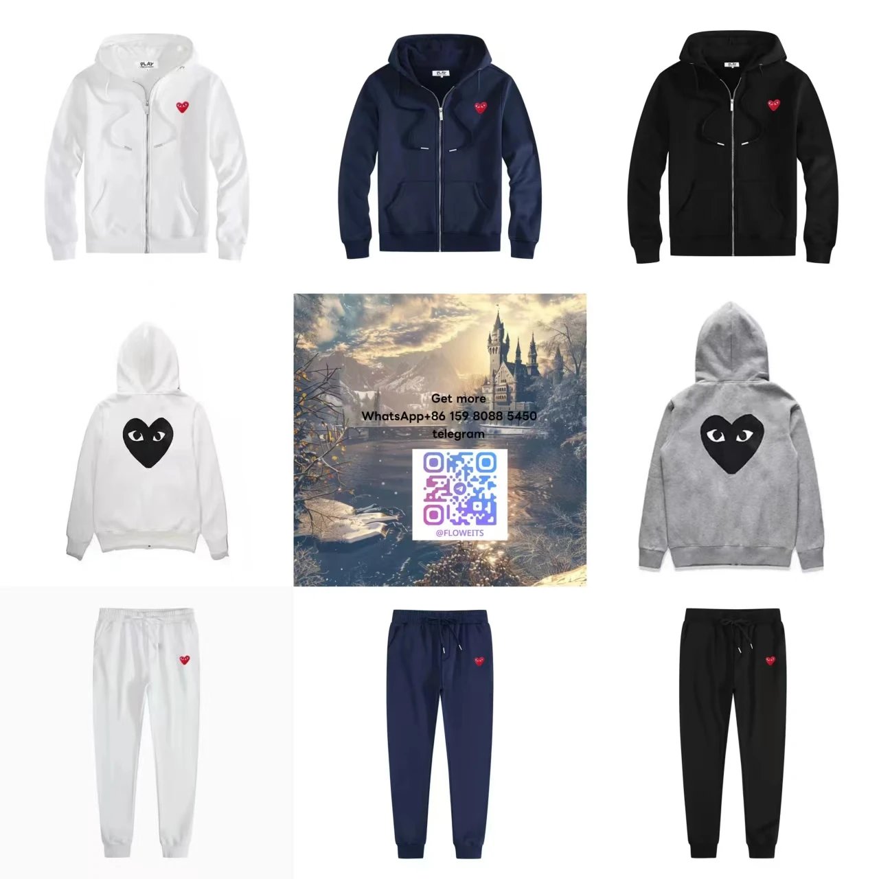 CDG PLAY Heart Logo Hoodie & J