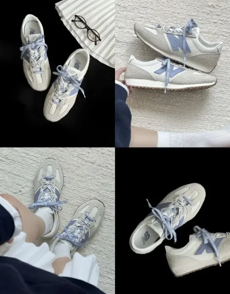 New Balance 237 Cream Navy Suede Sneakers - 6
