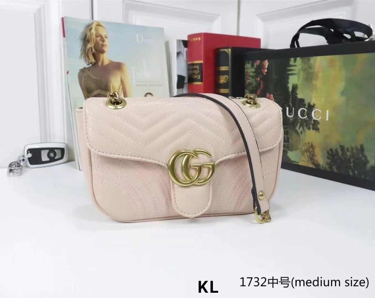 Gucci Marmont Mini Chevron Quilted Backpack Pink - 9