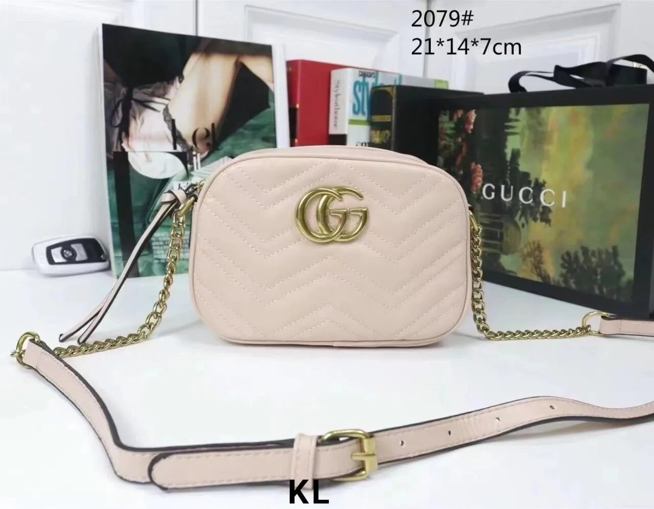 Gucci Marmont Mini Chevron Quilted Backpack Pink - 5