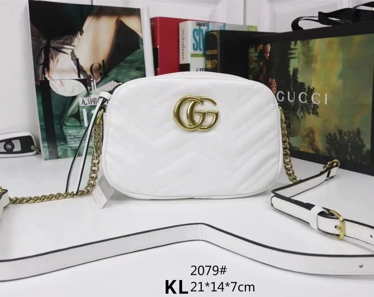 Gucci Marmont Mini Chevron Quilted Backpack Pink - 4