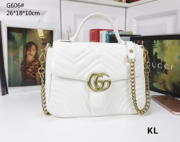 Gucci Marmont Mini Chain Bag White Quilted Leather Handbag - 1