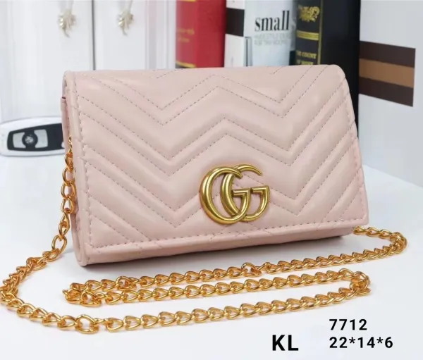 Gucci Marmont Mini Chain Bag Pink Quilted Leather Crossbody Bag - 1