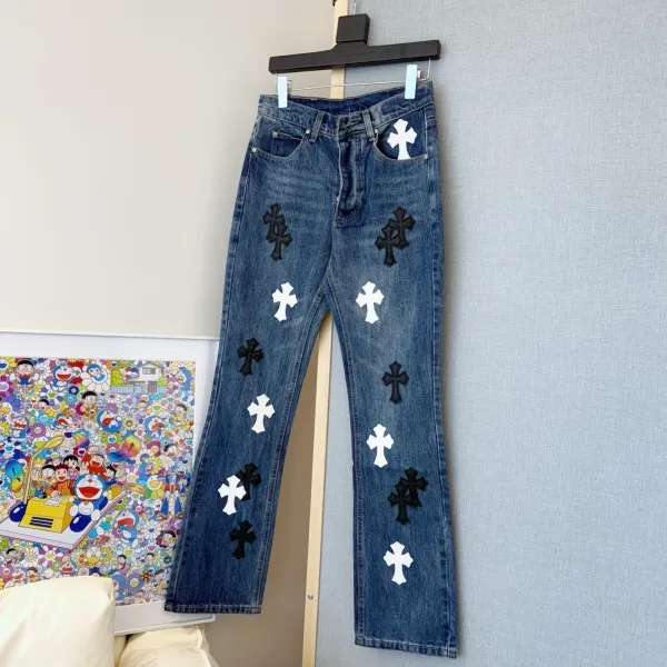 Chrome Hearts Cross-Embellished Straight-Leg Jeans Blue - 1