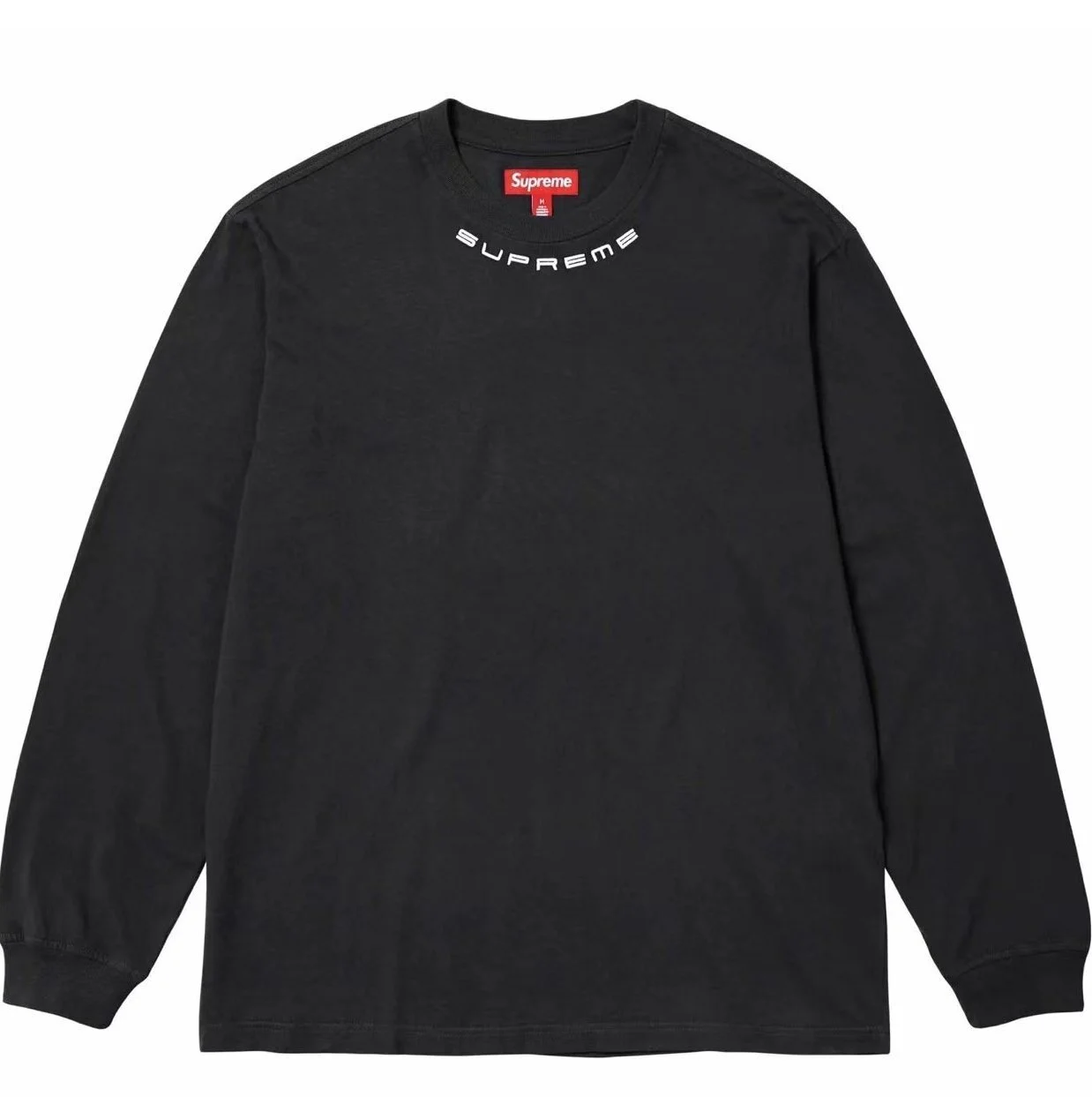 Supreme Neck Arc Logo Black Long Sleeve Tee