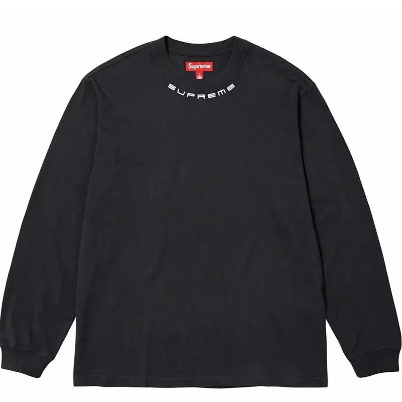 Supreme Neck Arc Logo Black Long Sleeve Tee - rep longsleeve