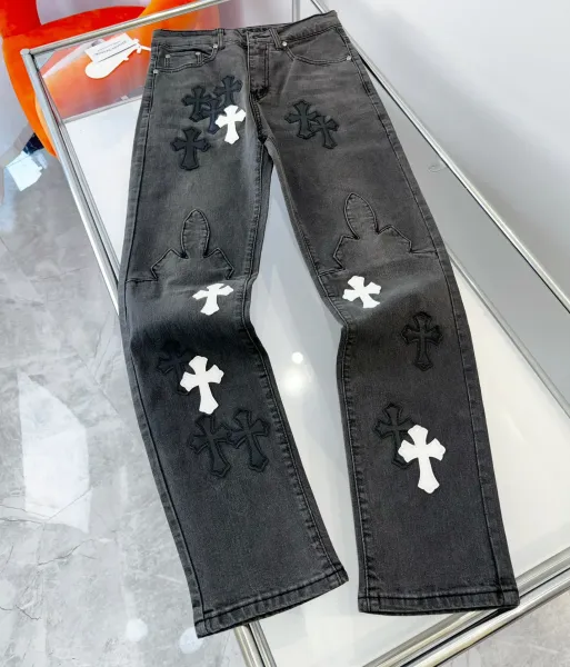 Chrome Hearts Cross-Embellished Distressed Black Jeans - 1