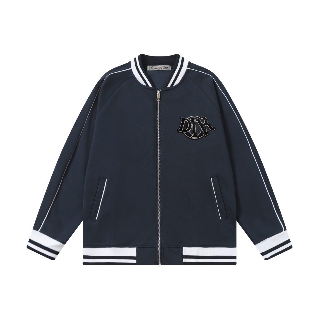 Dior Baseball Jacket Navy with White Stripes Outerwear - 7