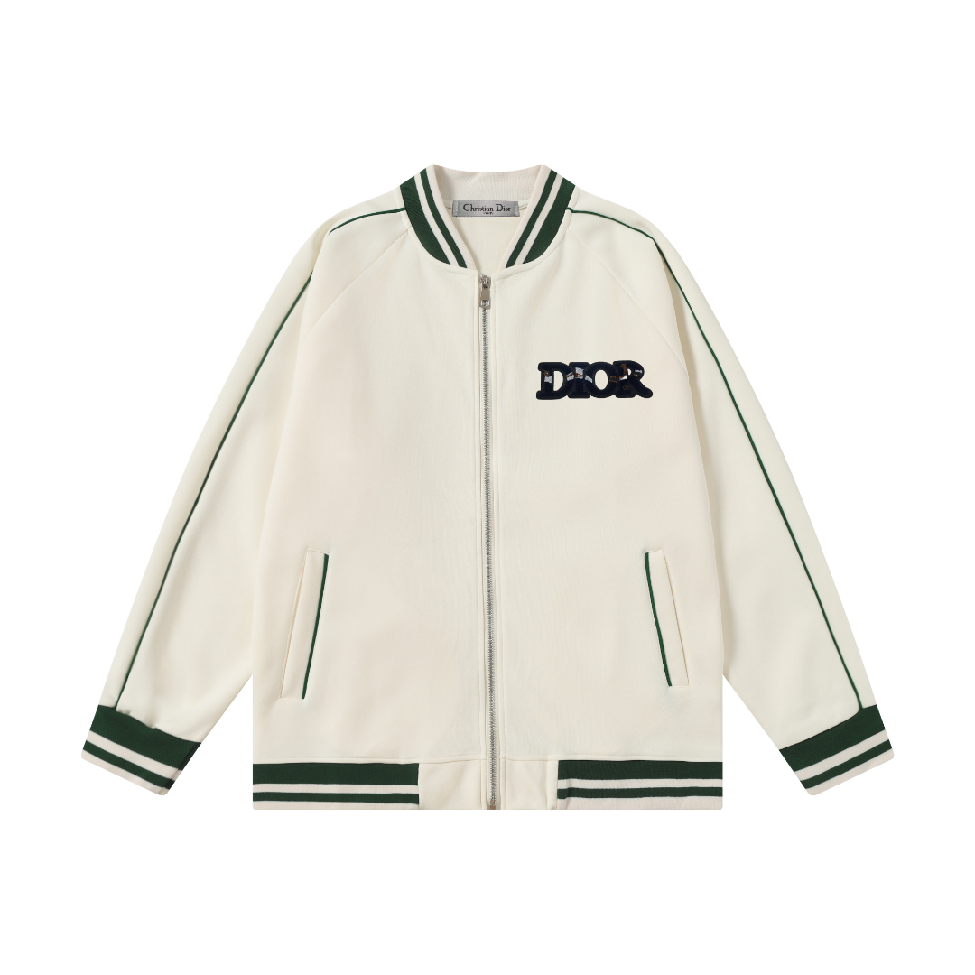Dior Baseball Jacket Navy with White Stripes Outerwear - 12