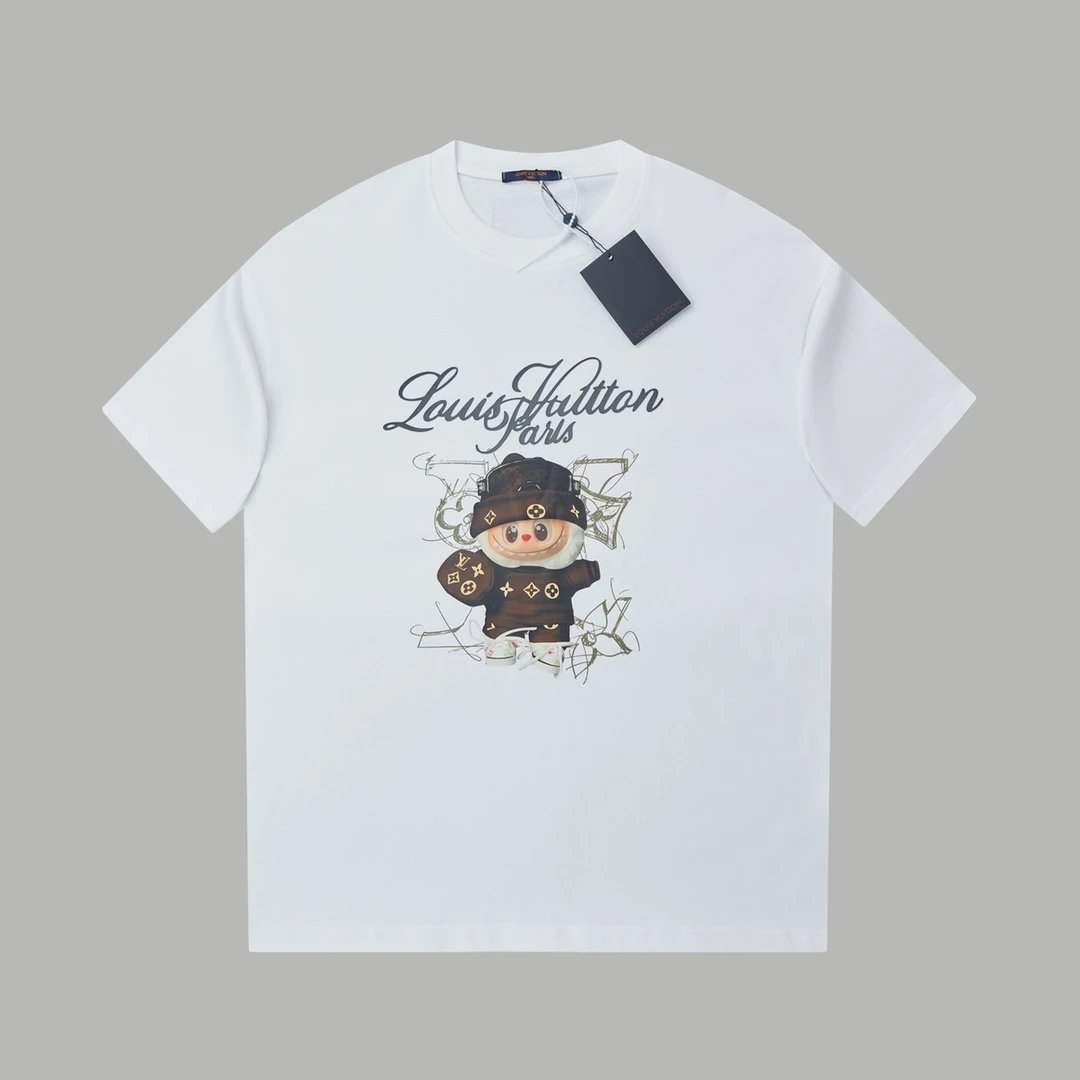 Louis Vuitton Flower Character Embroidered Washed Blue T-Shirt - 4