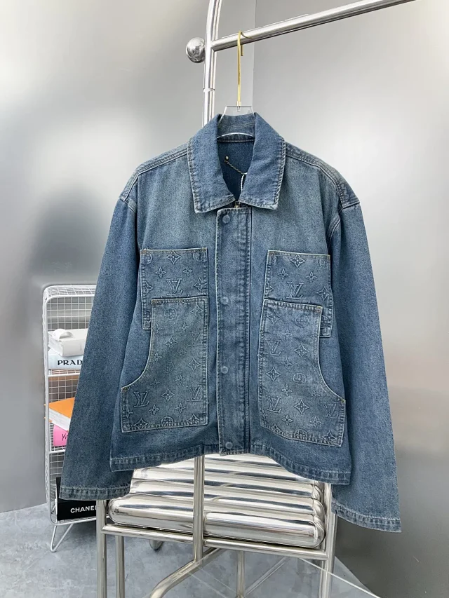 Louis Vuitton Jackets Denim jacket with monogram patch pockets product detail image 3