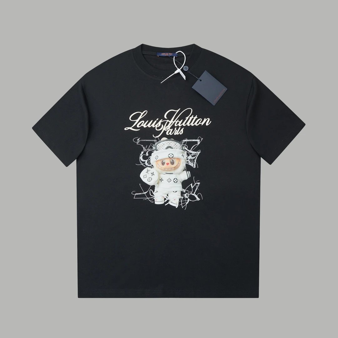 Louis Vuitton Flower Character Embroidered Washed Blue T-Shirt - 2