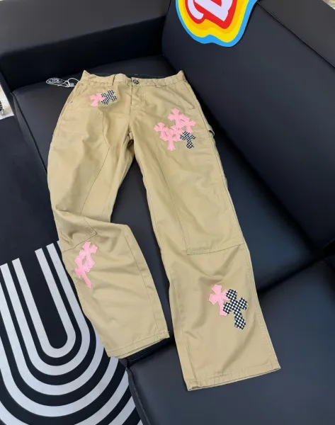 Chrome Hearts Cross Patch Beige Cargo Pants - 1
