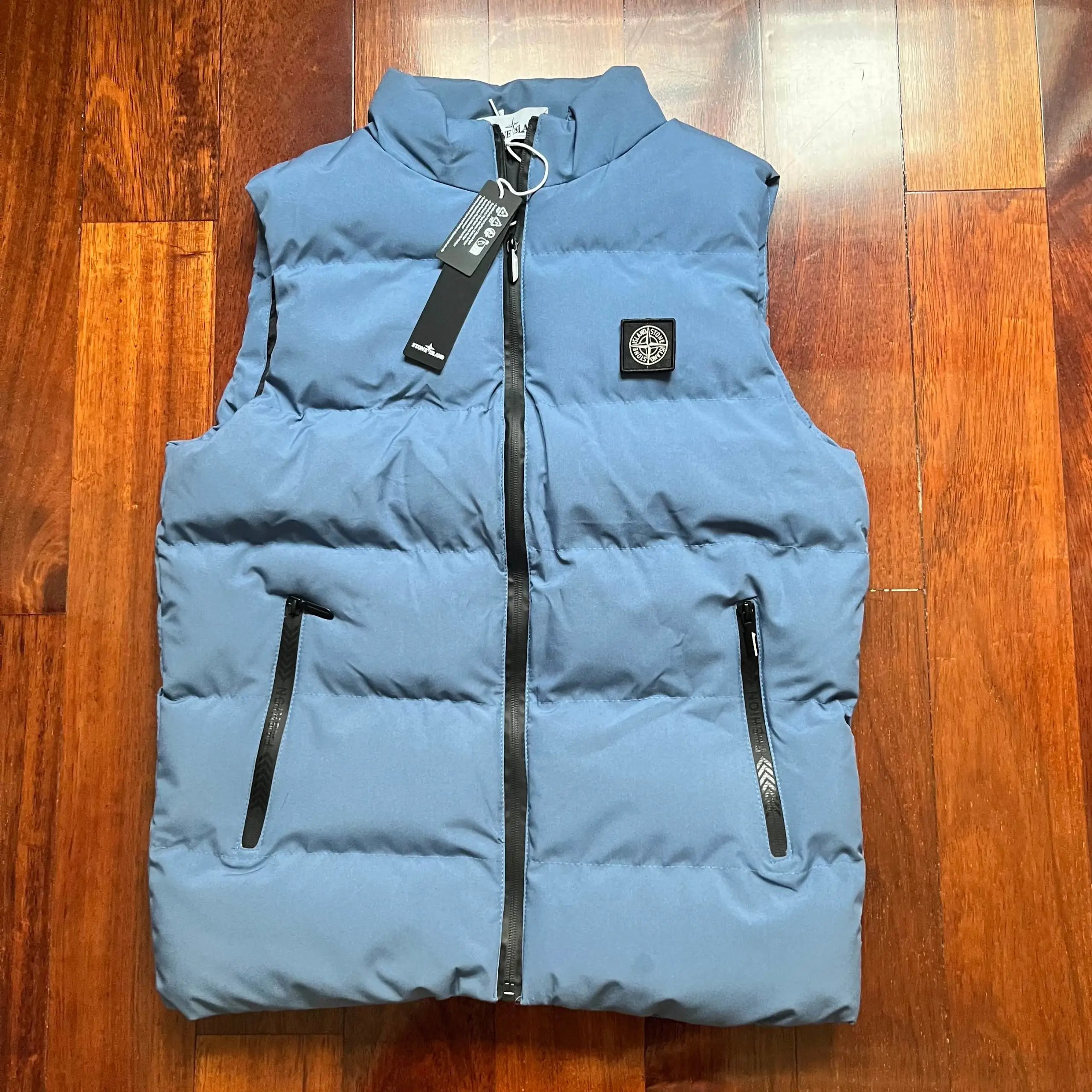 Stone Island Compass Logo Down Vest Navy - 9