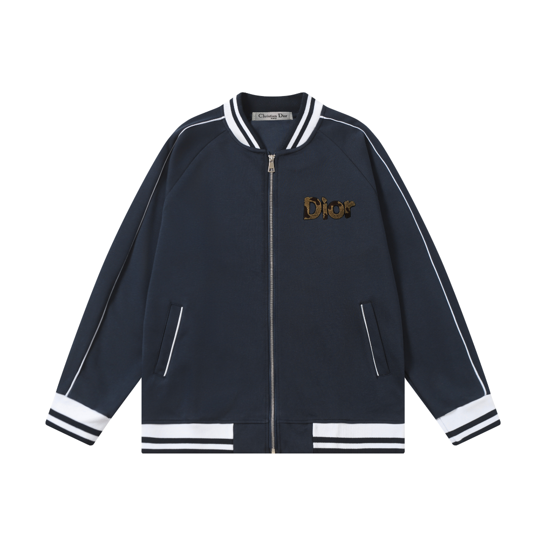 Dior Baseball Jacket Navy with White Stripes Outerwear - 4