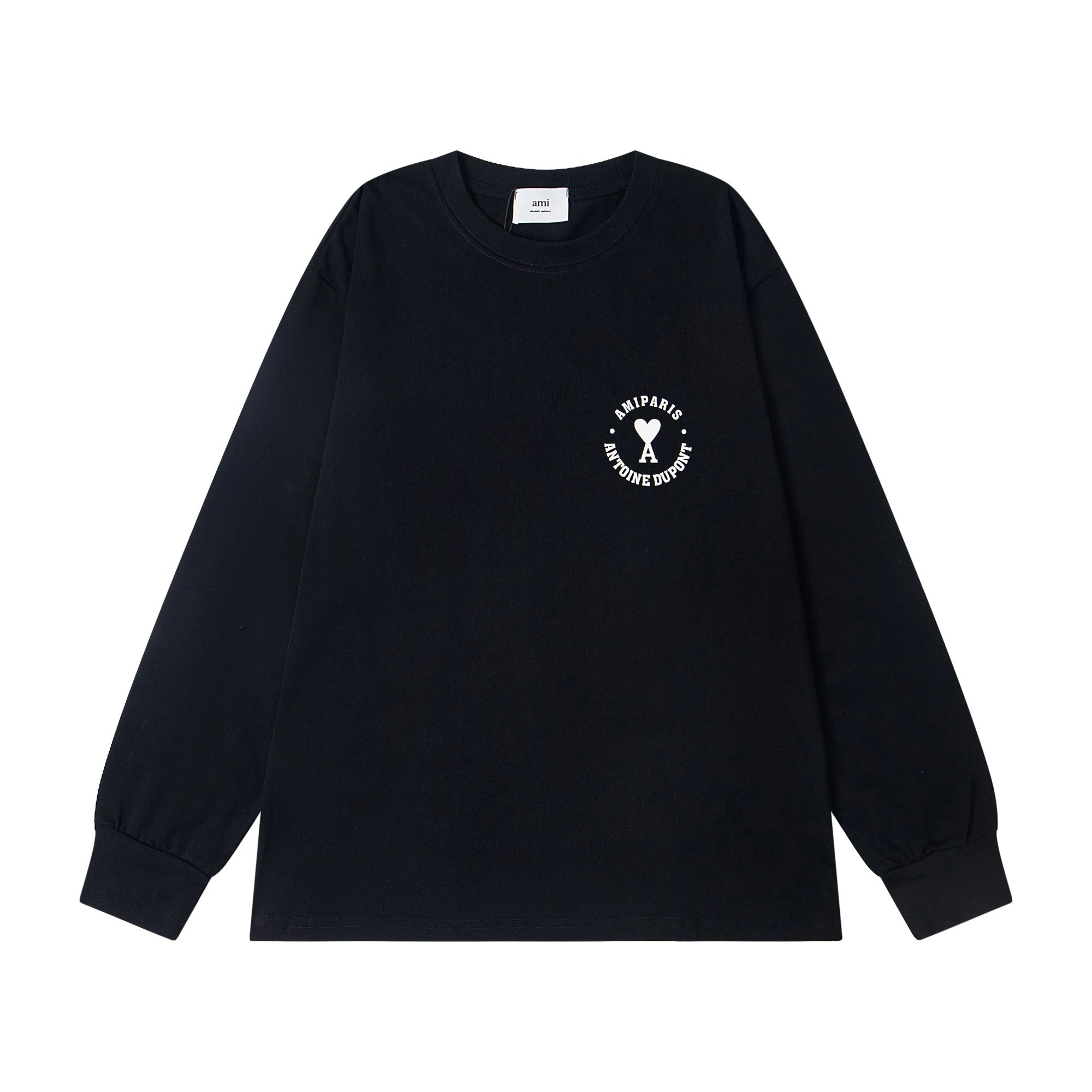 Ami Paris Eiffel Tower Embroidered Long-Sleeve T-Shirt Black - 12