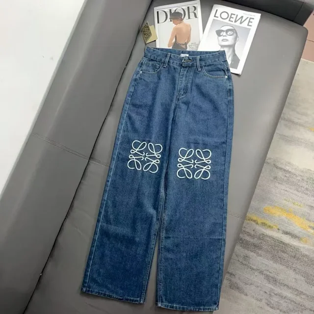 Loewe Jeans Wide-Leg Anagram Embroidered product detail image 1