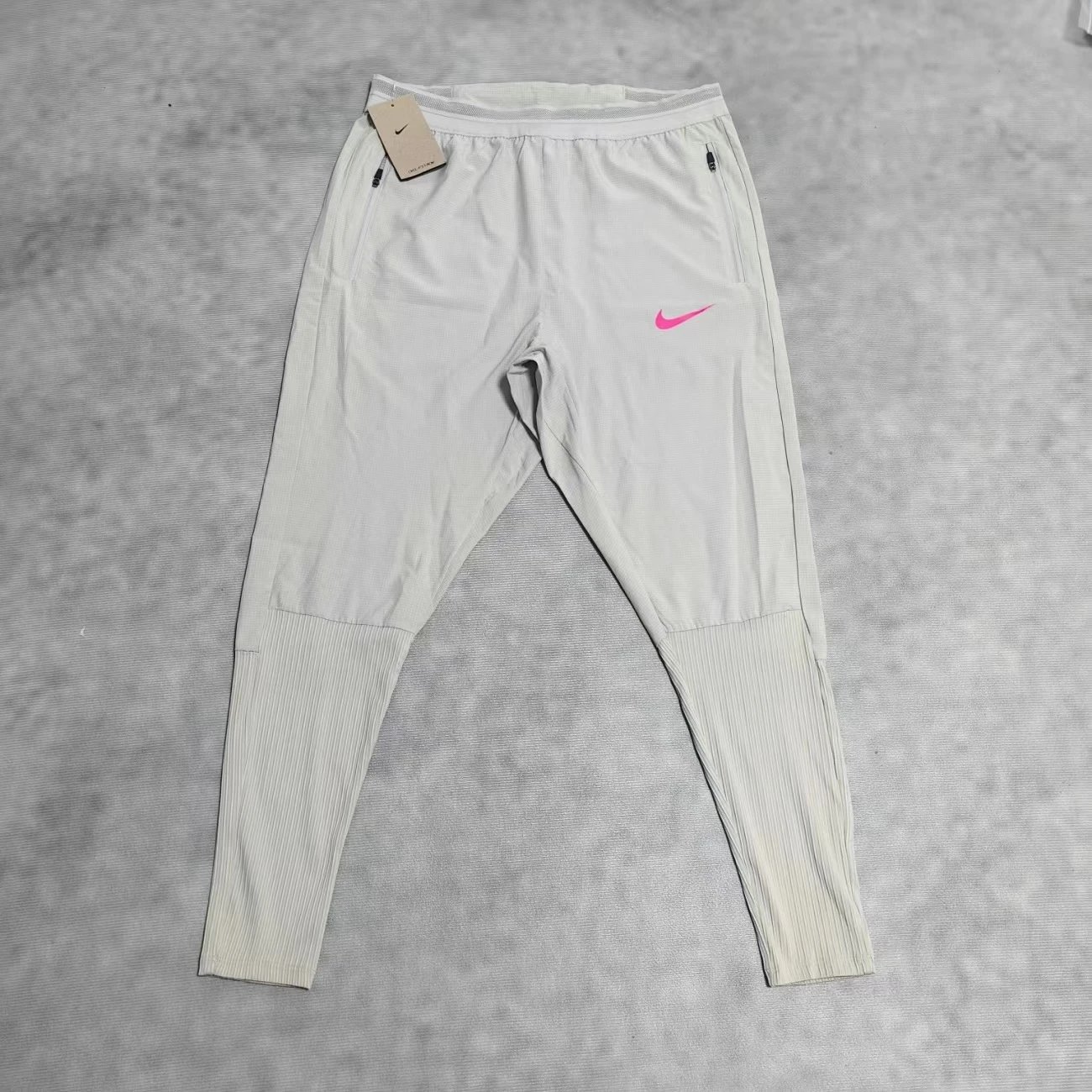 White Sweatpants with Pink Single Hook