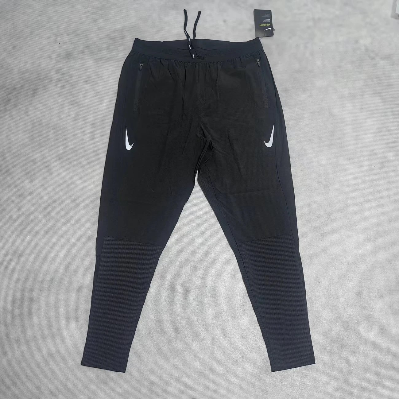 Black Ribbed Sweatpants with White Double Hooks