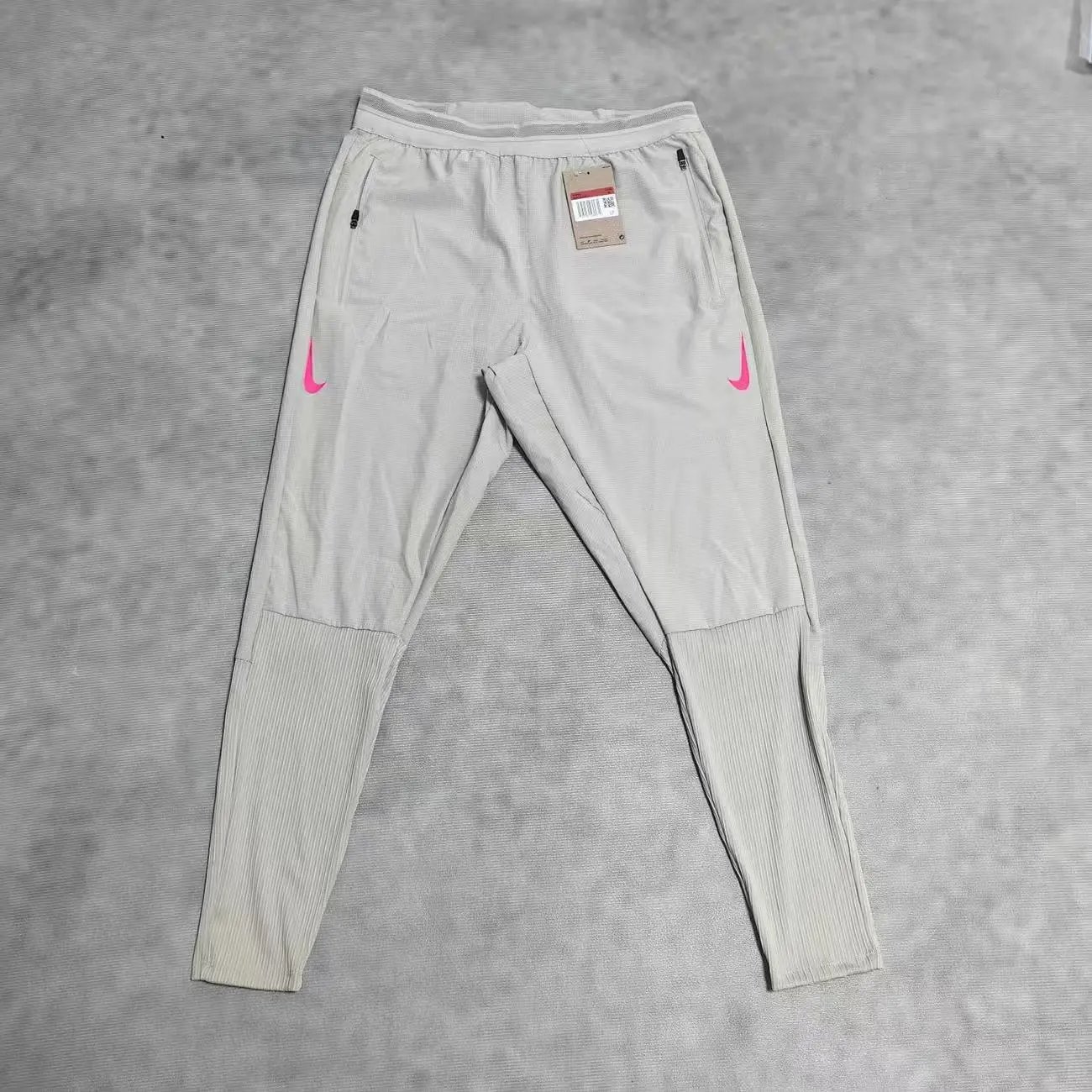 White Ribbed Sweatpants with Pink Double Hooks