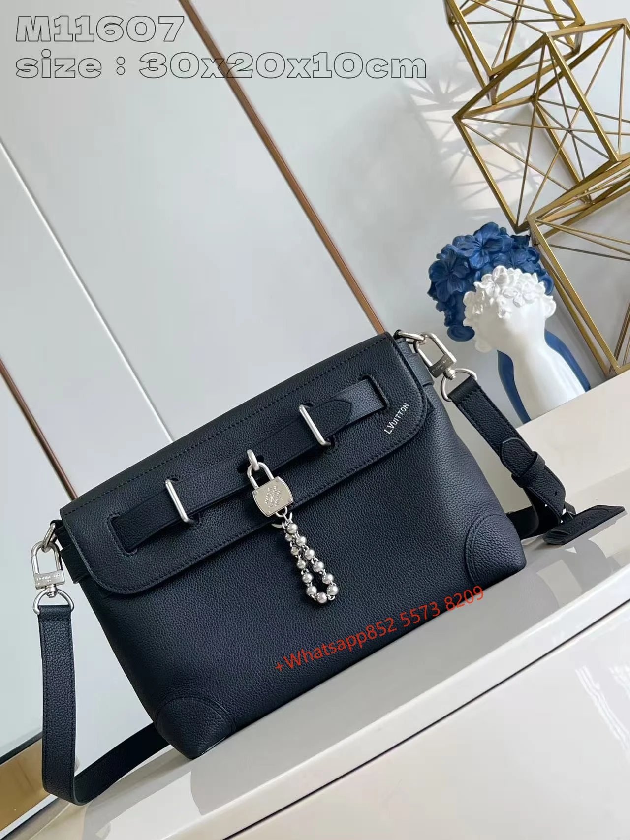 Louis Vuitton Lockme Bag Black Grained Leather Crossbody Bag - 1