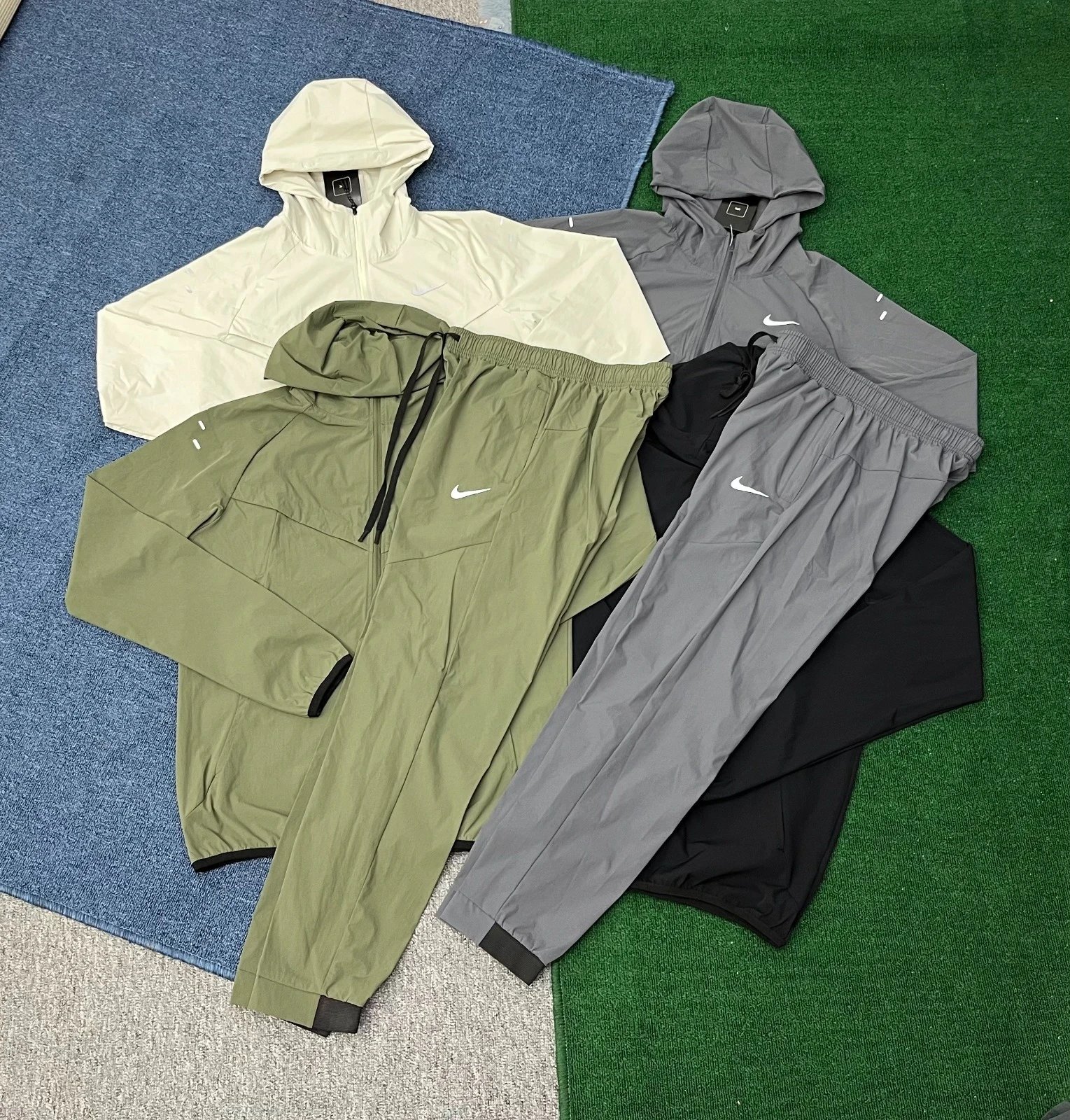 L5 New Fall/Winter Quick-Dry Hooded Windbreaker Track Suit for Men Relaxed Fit Casual Joggers with Cuffed Ankles Thin Quick-Dry Pants