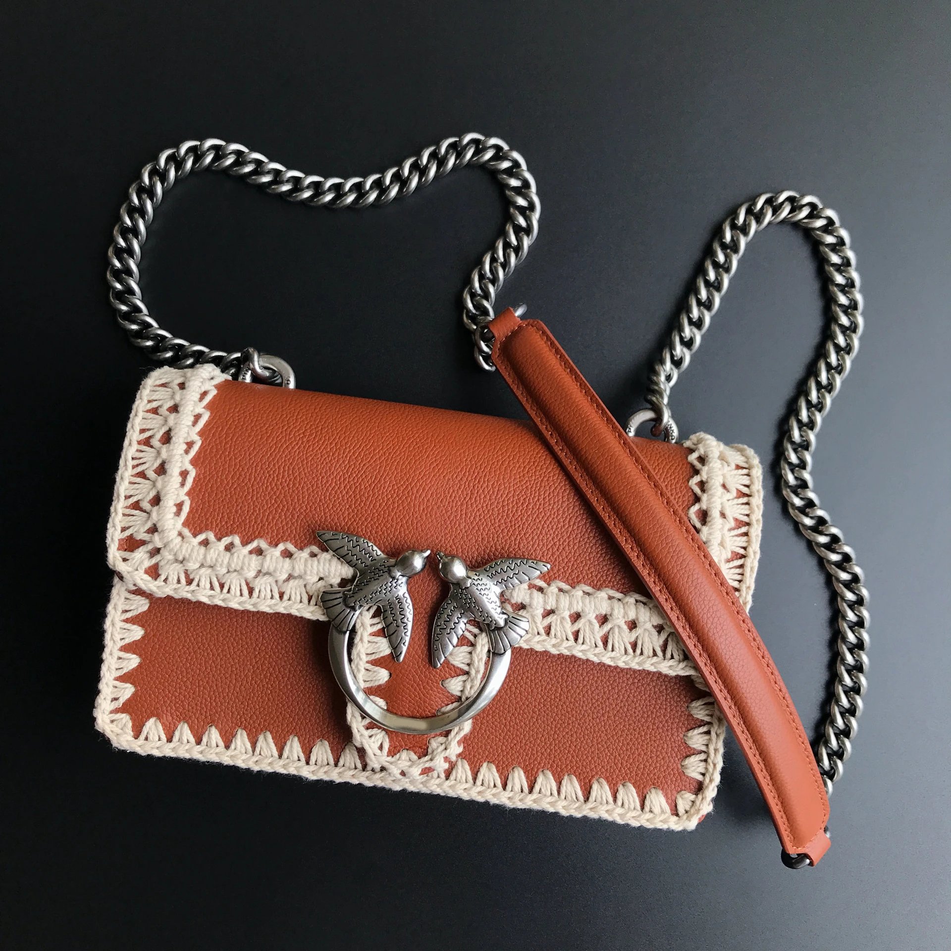 Pinko Bag — Top-layer hand-stitched brown small size colorway — USFans Spreadsheet photo