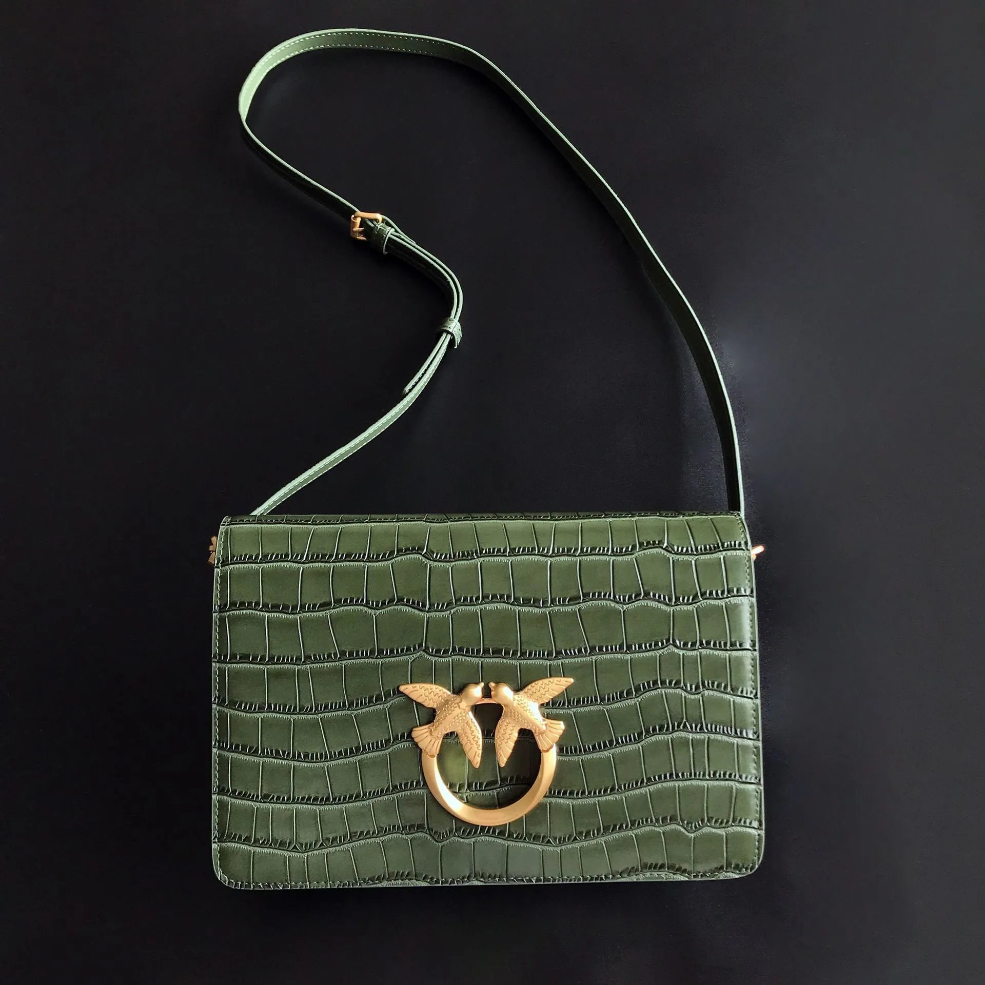 Pinko Bag — Crocodile-pattern green large size colorway — USFans Spreadsheet photo
