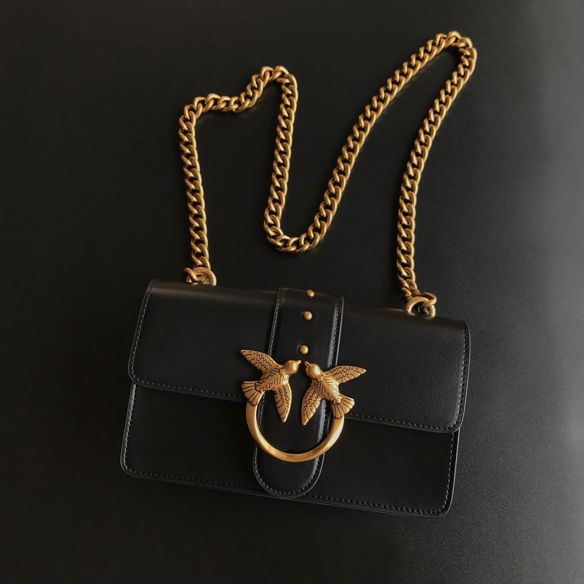 Pinko Bag — 21 Tea Gold Classic Black Small Size colorway — USFans Spreadsheet photo