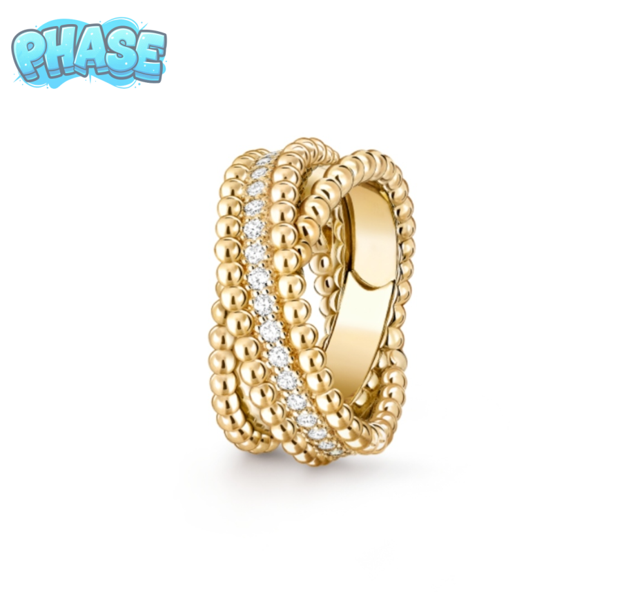 Van Cleef & Arpels Perlée Pavé Ring Rose Gold Diamond Ring Jewelry - 9