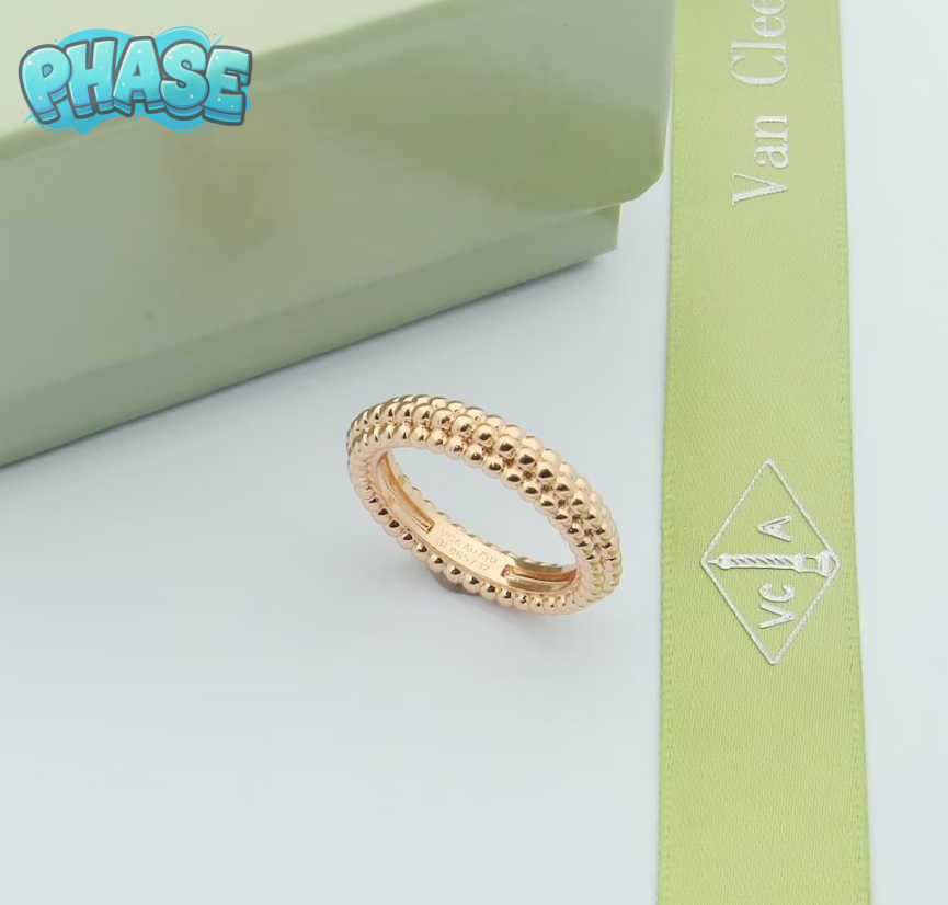 Van Cleef & Arpels Perlée Pavé Ring Rose Gold Diamond Ring Jewelry - 4