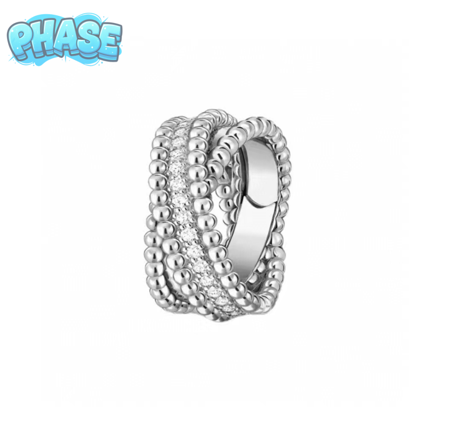 Van Cleef & Arpels Perlée Pavé Ring Rose Gold Diamond Ring Jewelry - 7