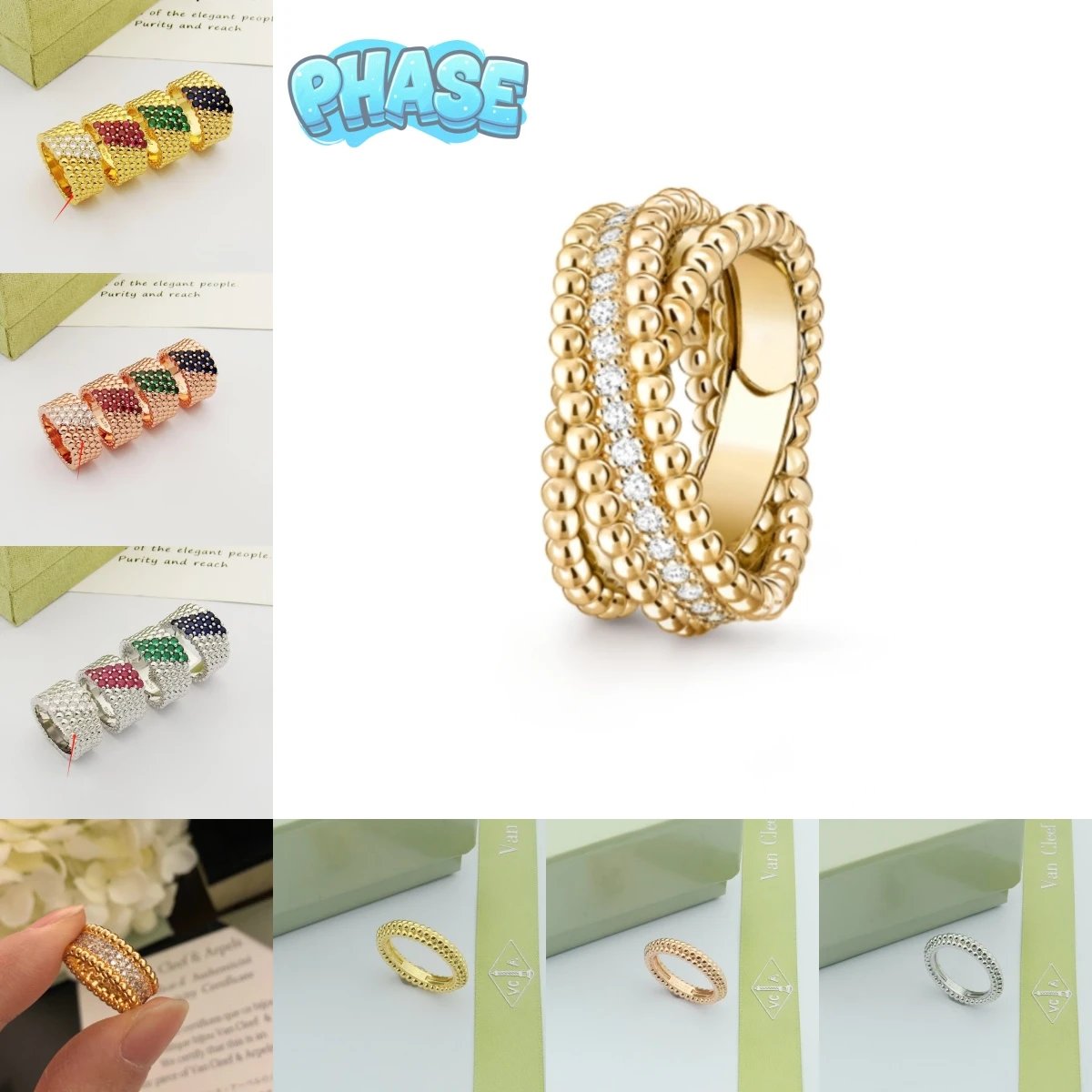 Van Cleef & Arpels Perlée Pavé Ring Rose Gold Diamond Ring Jewelry - 3