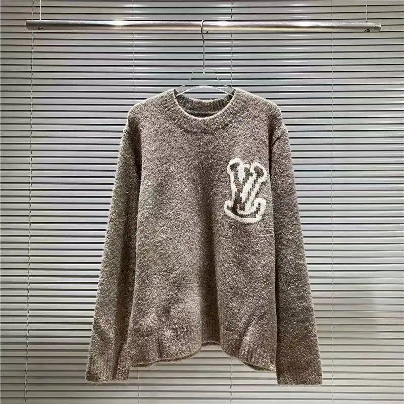 Louis Vuitton Knitwear LV Monogram intarsia crewneck sweater — Coffee color