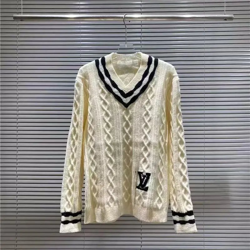 Louis Vuitton Knitwear LV Monogram intarsia crewneck sweater — White V-neck