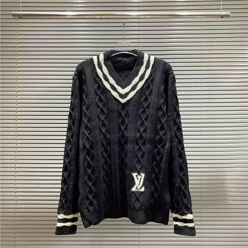 Louis Vuitton Knitwear LV Monogram intarsia crewneck sweater — Black V-neck