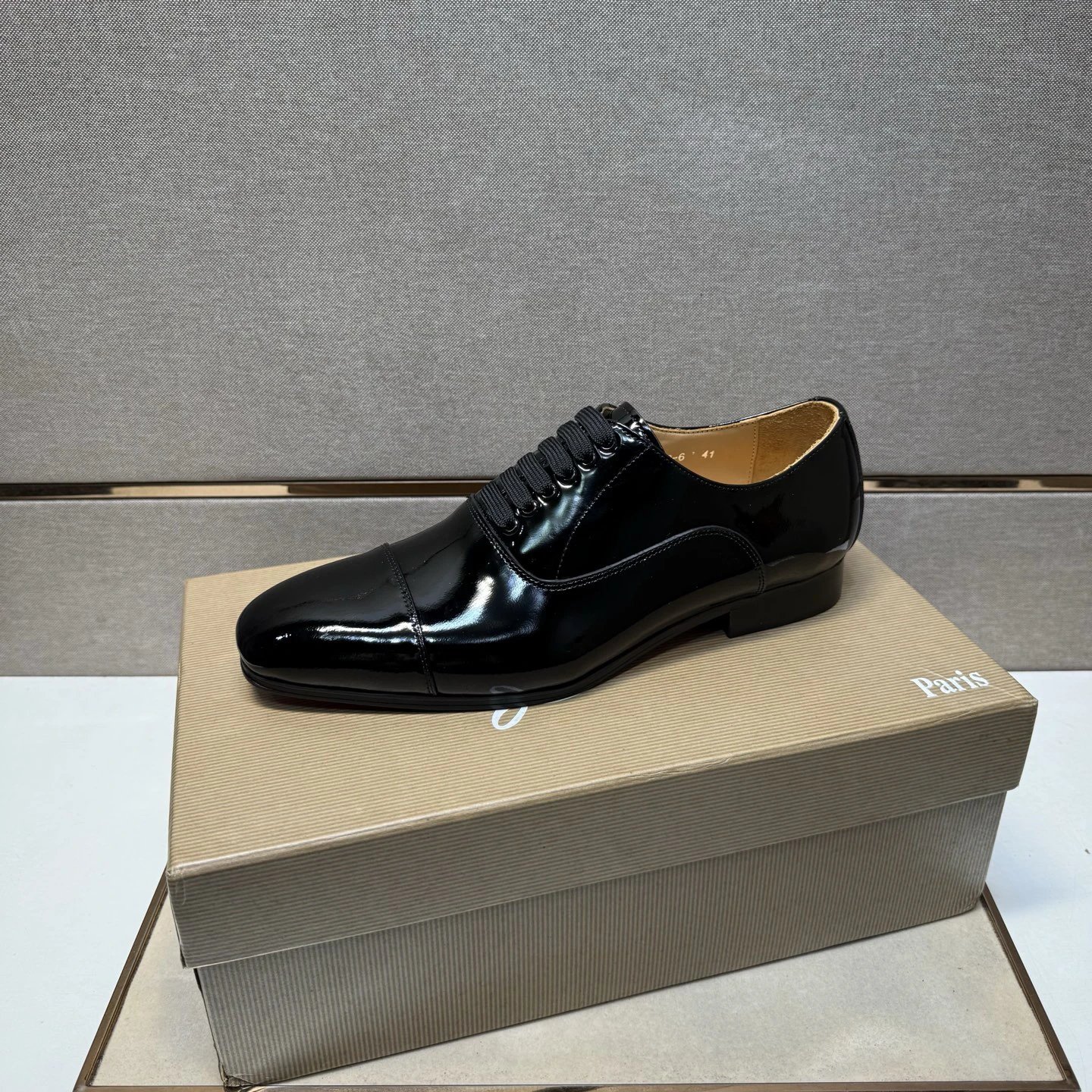 Design Cap-Toe Oxford Black Leather Shoes - 10