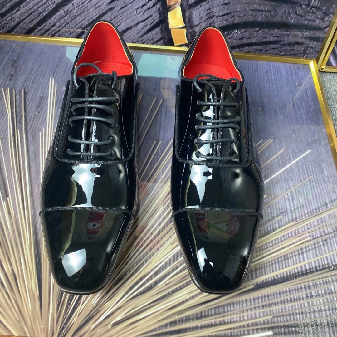 Design Cap-Toe Oxford Black Leather Shoes - 14