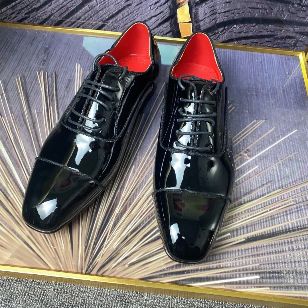 Design Cap-Toe Oxford Black Leather Shoes - 16