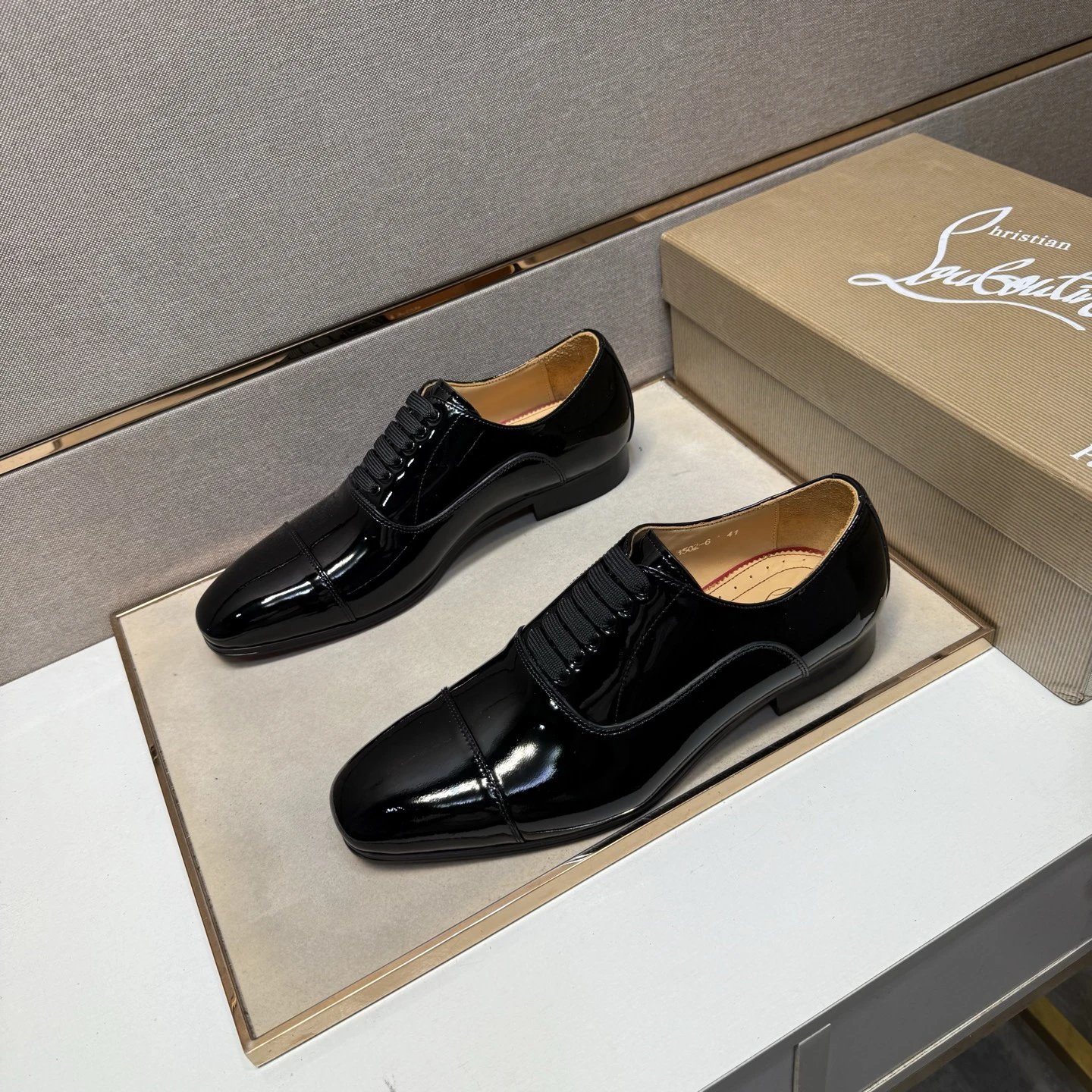 Design Cap-Toe Oxford Black Leather Shoes - 4
