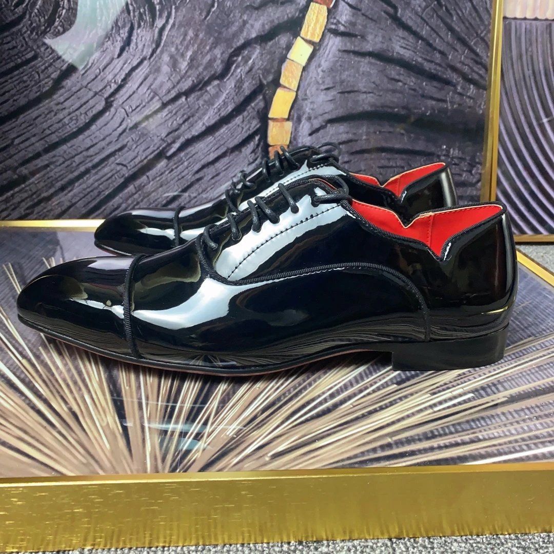 Design Cap-Toe Oxford Black Leather Shoes - 12