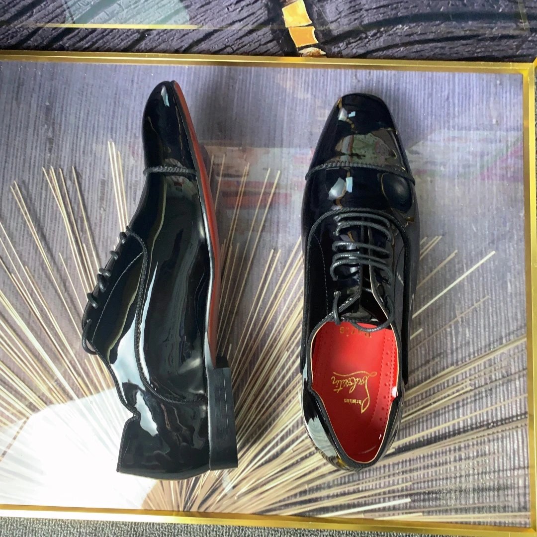 Design Cap-Toe Oxford Black Leather Shoes - 15