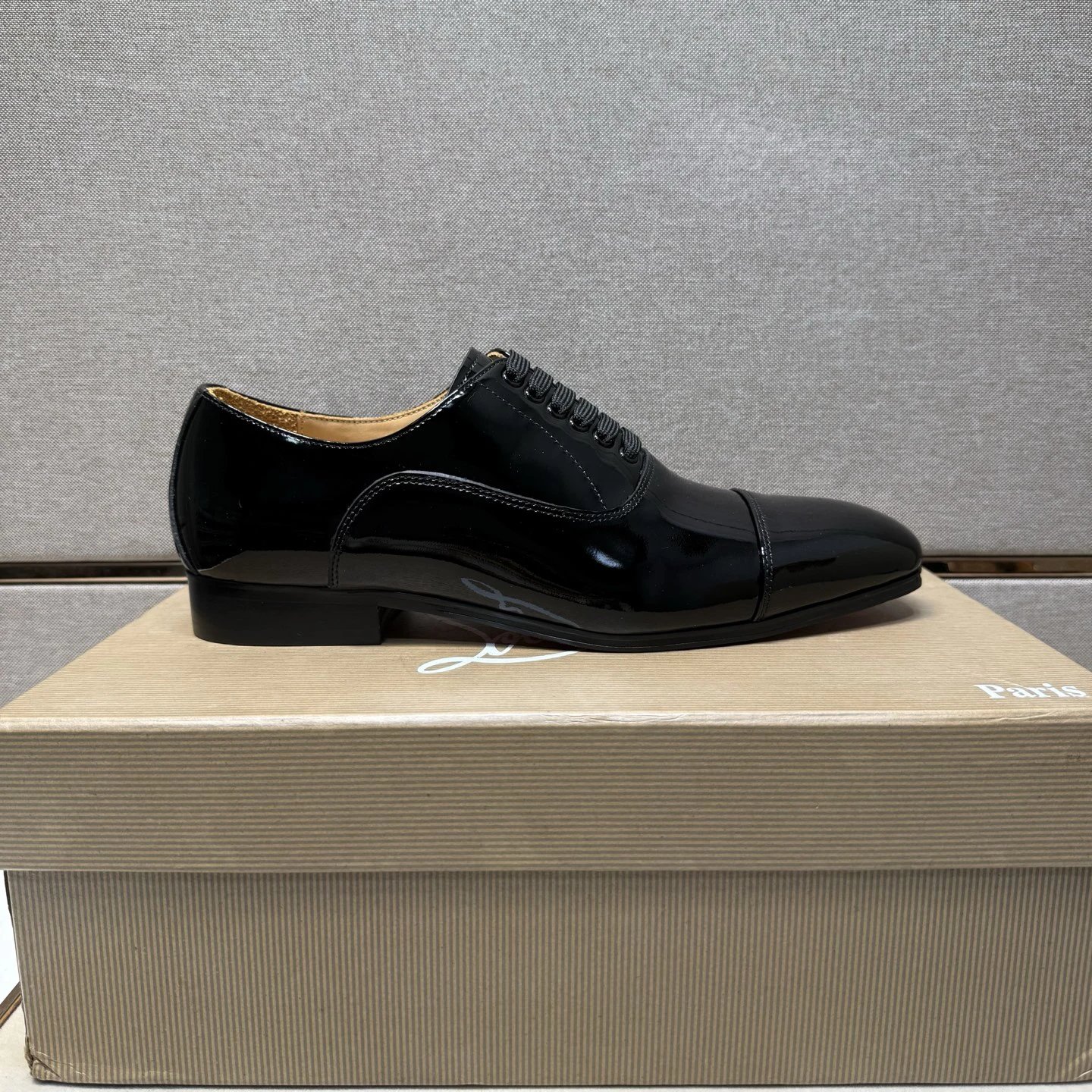 Design Cap-Toe Oxford Black Leather Shoes - 6