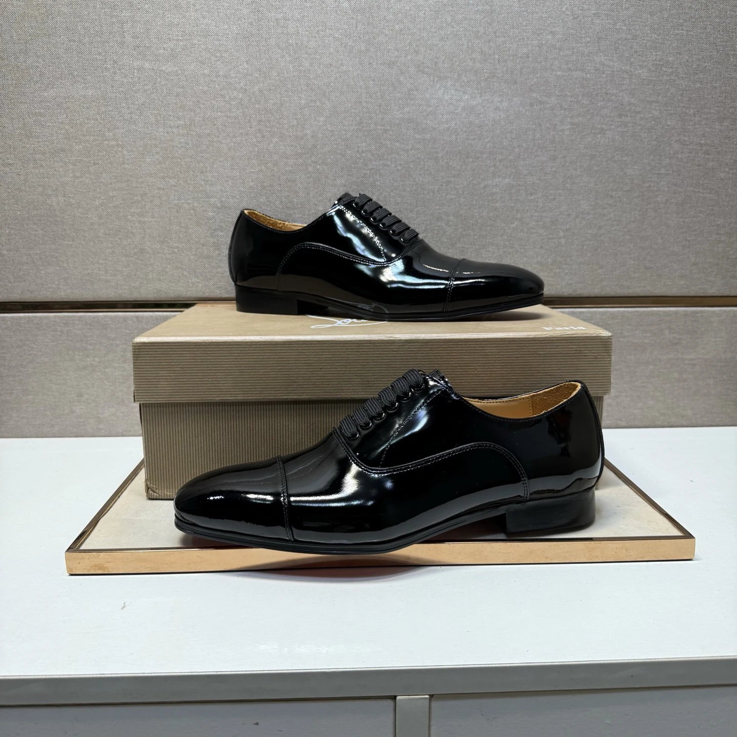 Design Cap-Toe Oxford Black Leather Shoes - 7
